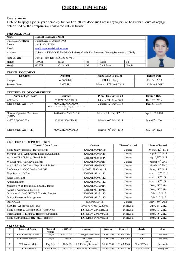 curriculum vitae pelaut curriculum vitae pelaut